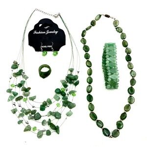 Fashion Jewelry Multi-Layer Green Necklace Set